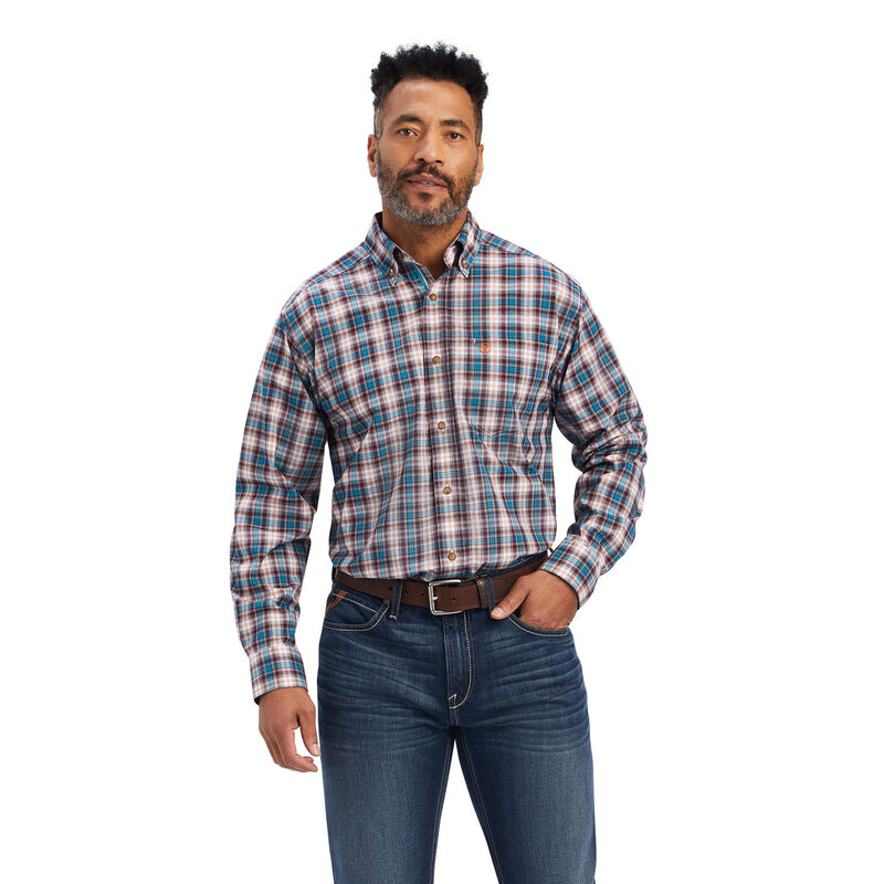 Ariat Hemden Herren - Pro Series Francois Stretch Classic Fit DunkelRot/Türkis ( PKUXD-7485 )